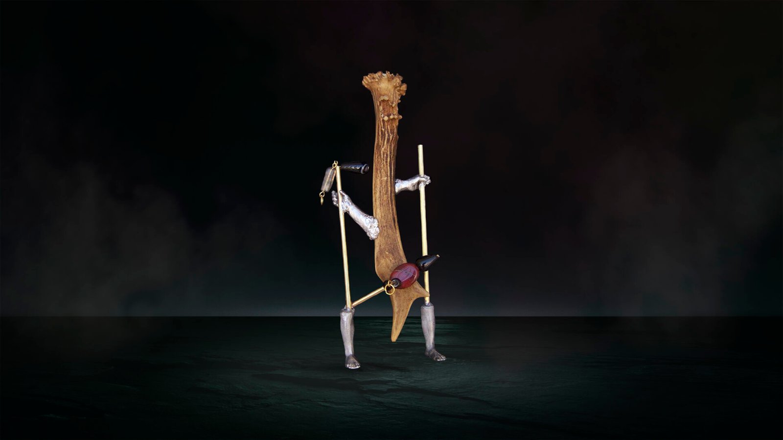 Unique sculptural jewelry handcrafted from natural antler in Florence, Italy.