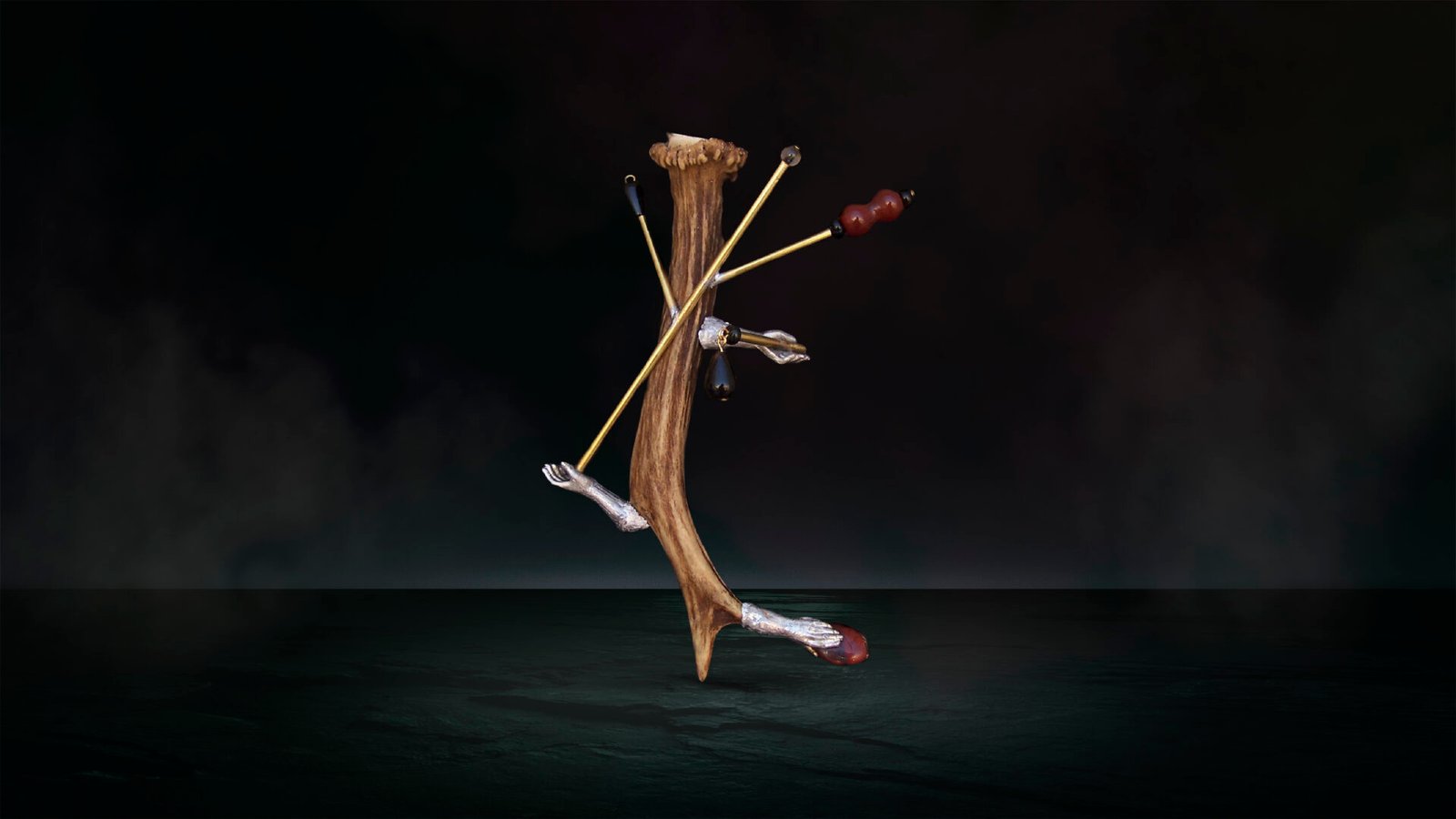 Unique antler jewelry sculpture handcrafted in Florence, Italy.