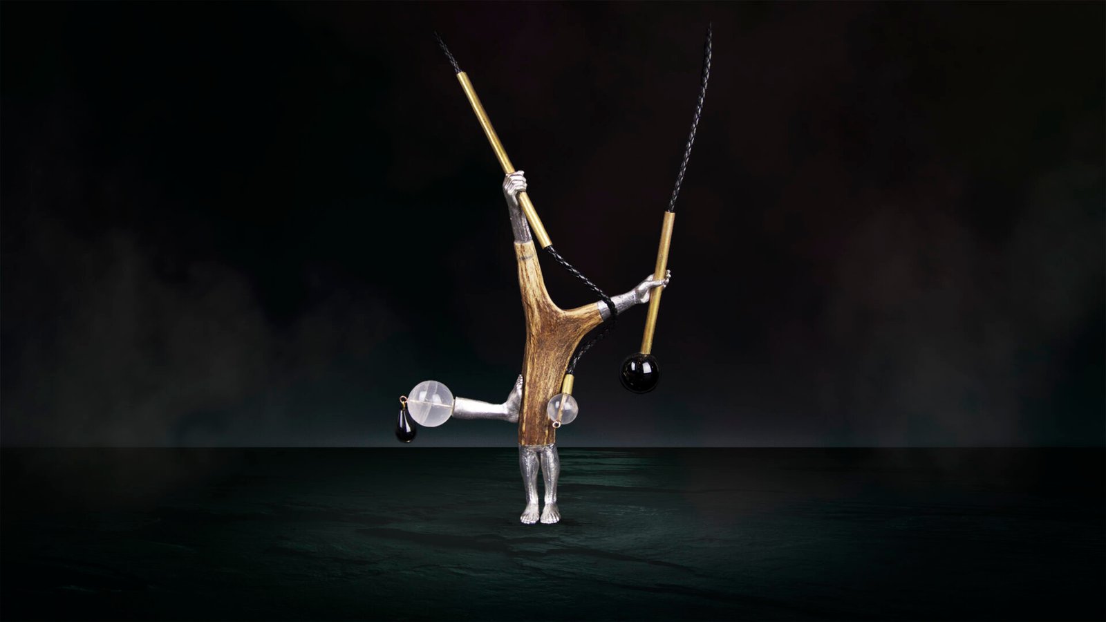 Unique sculptural jewelry handcrafted from natural antler in Florence, Italy.