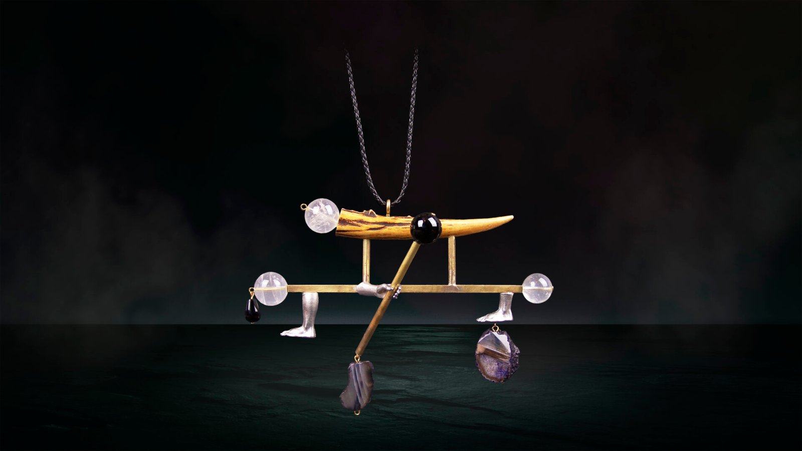 Unique sculptural jewelry crafted from natural antler in Florence, Italy.
