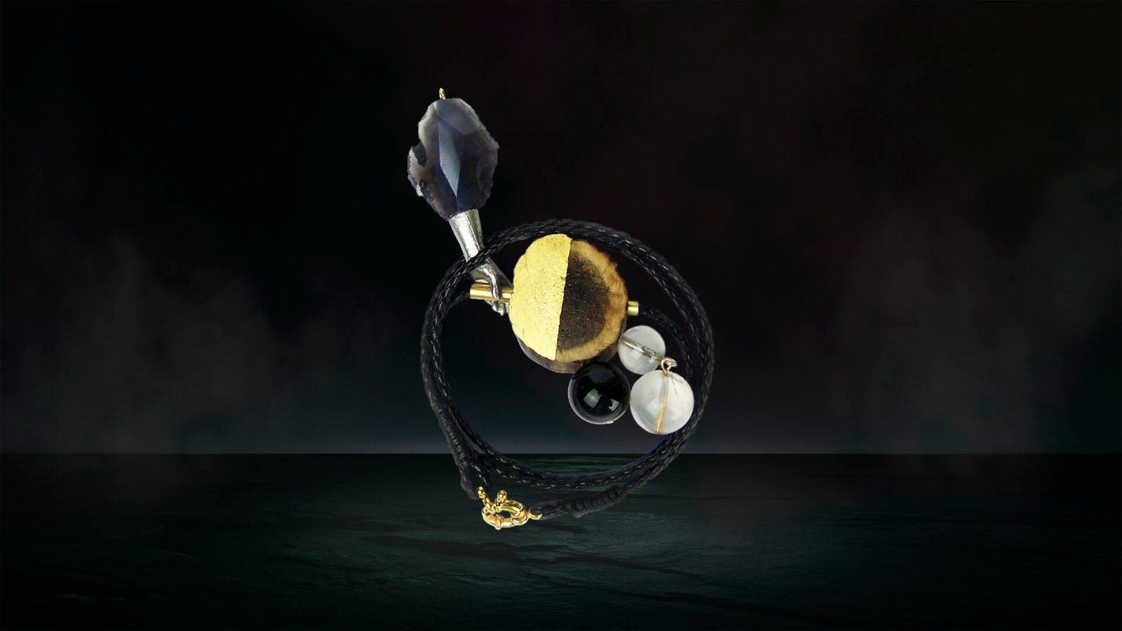 Unique sculptural jewelry piece made from naturally shed deer antler, handcrafted in Florence, Italy, Hunter Collection.