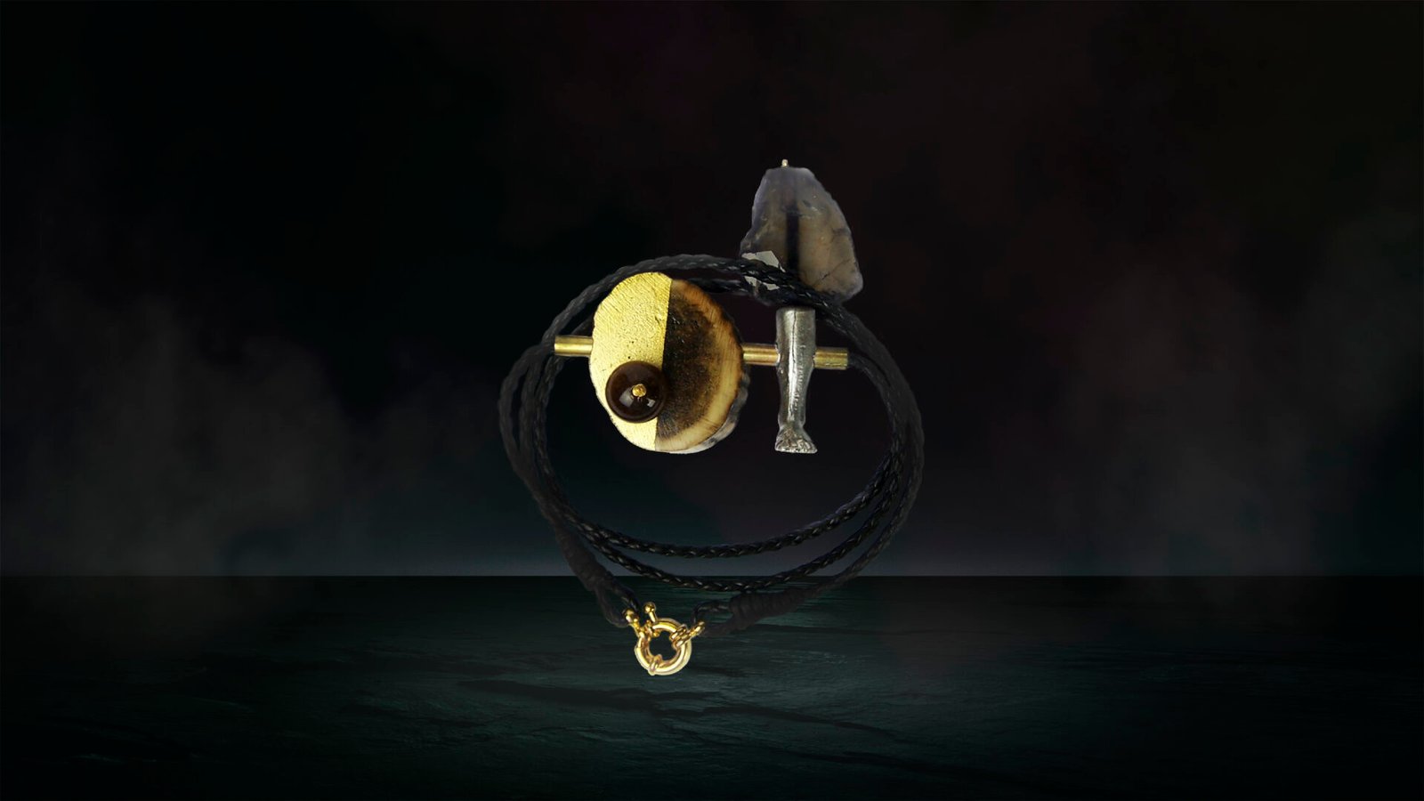 Unique sculptural jewelry object made from naturally shed deer antler, handcrafted in Florence, Italy.