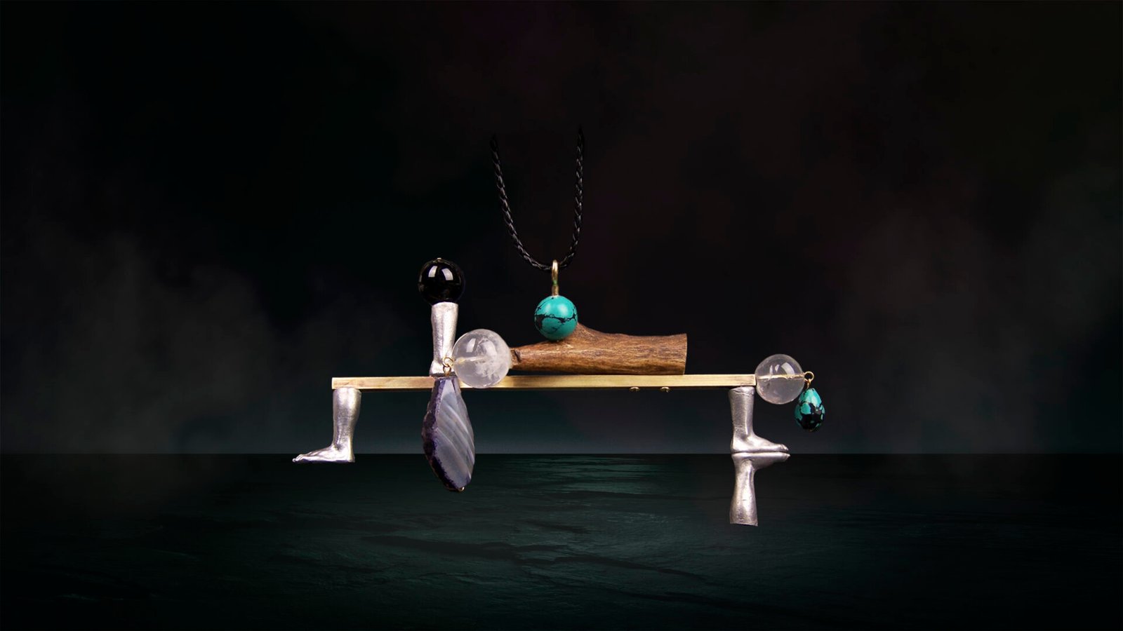 One-of-a-kind antler jewelry sculpture handcrafted in Florence, Italy.