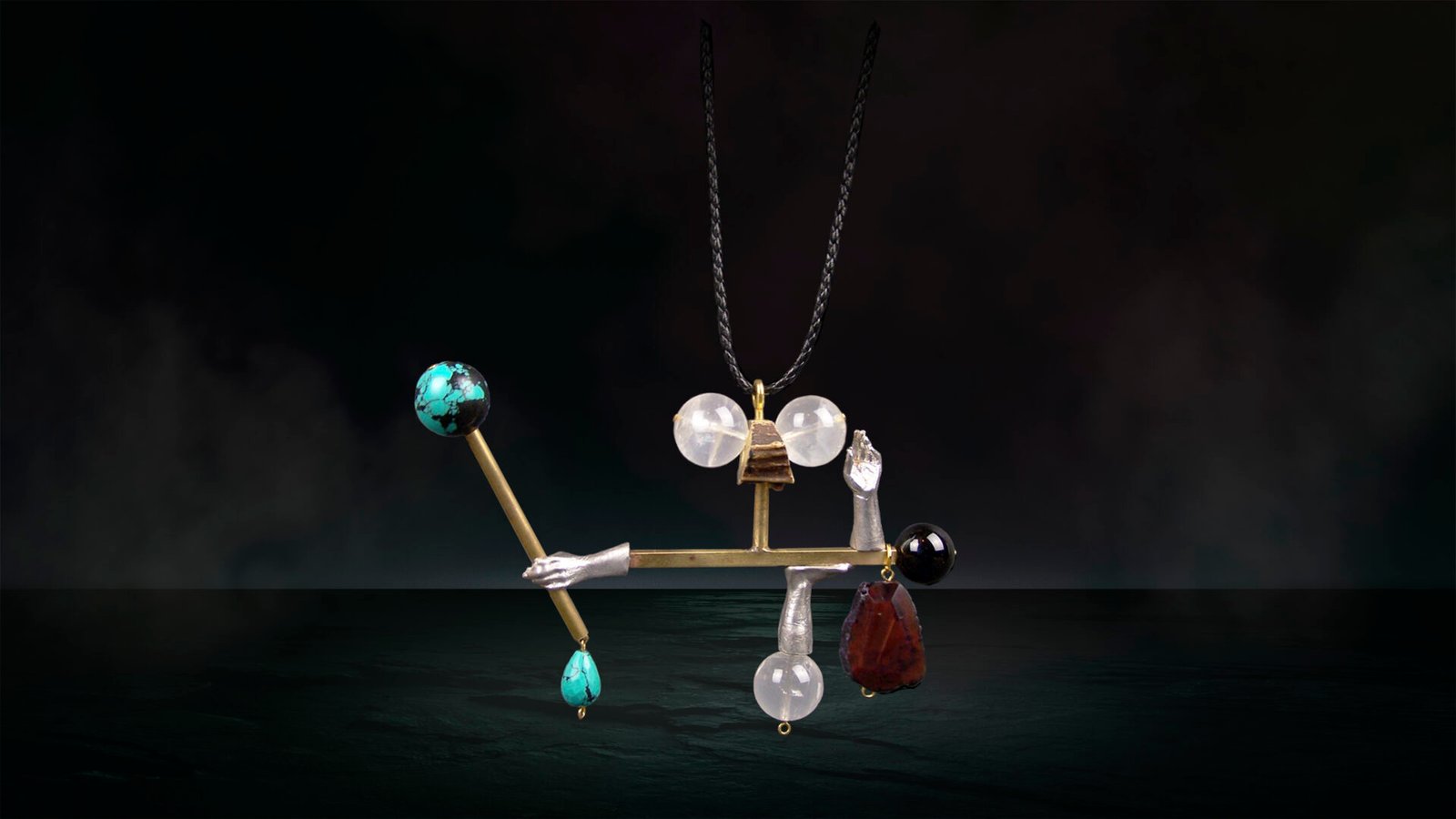Sculptural antler jewelry object handcrafted in Florence, Italy.