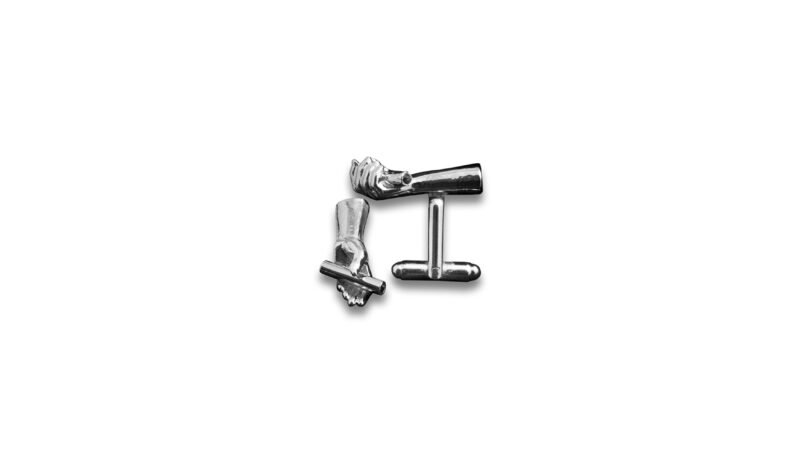 Palladium plated version of Milius Act II Piece 02 “Conduit I”, conceptual cufflinks highlighting structural clarity, alignment, and restrained transmission through neutral metallic tone.