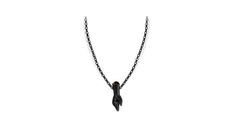 Held Interval necklace black varnish finish, conceptual contemporary jewelry from Milius Act II Transition