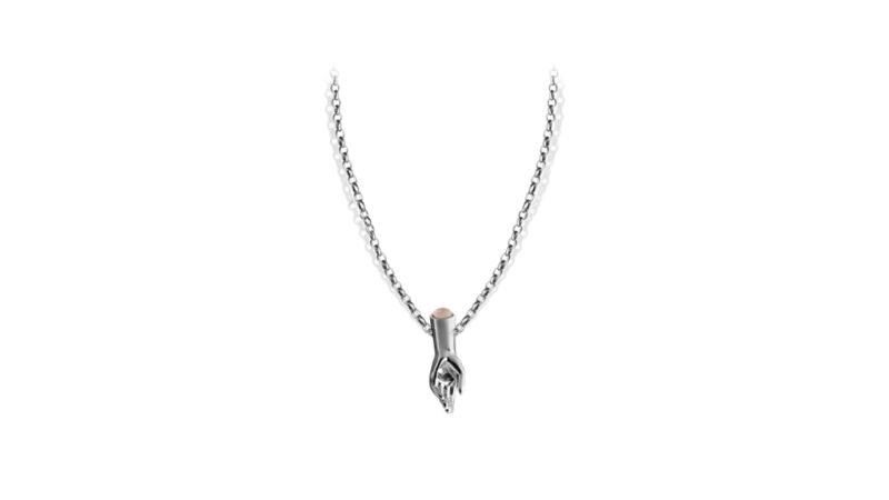 Held Interval necklace palladium plated finish, minimalist conceptual jewelry from Milius Act II Transition