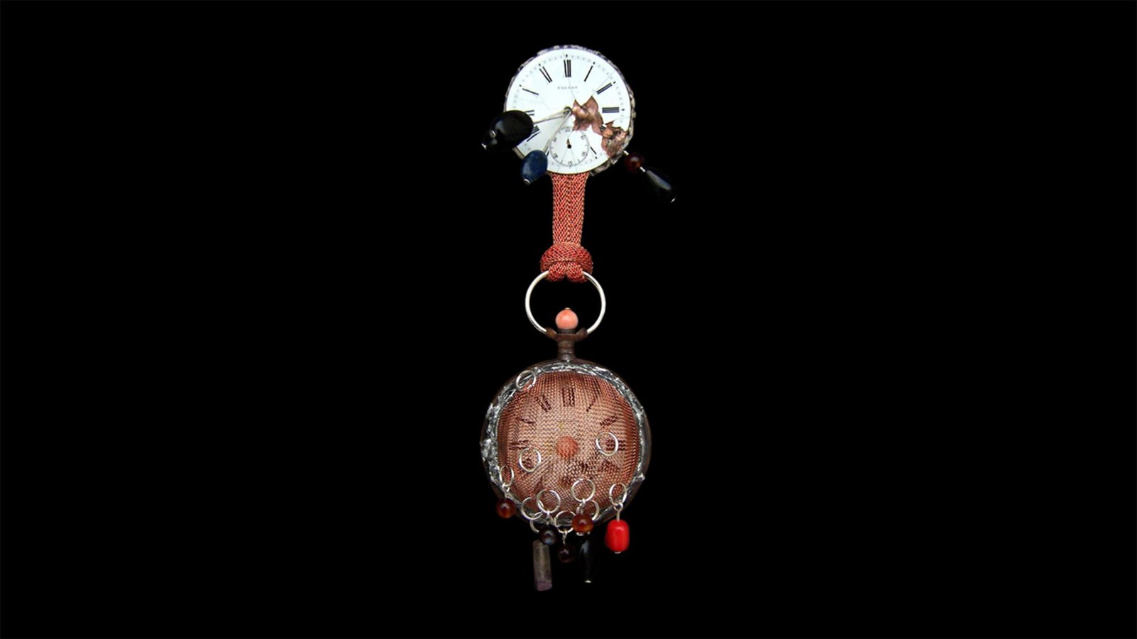 Time Collection Series V jewelry piece 7 on black background, sculptural wearable time object