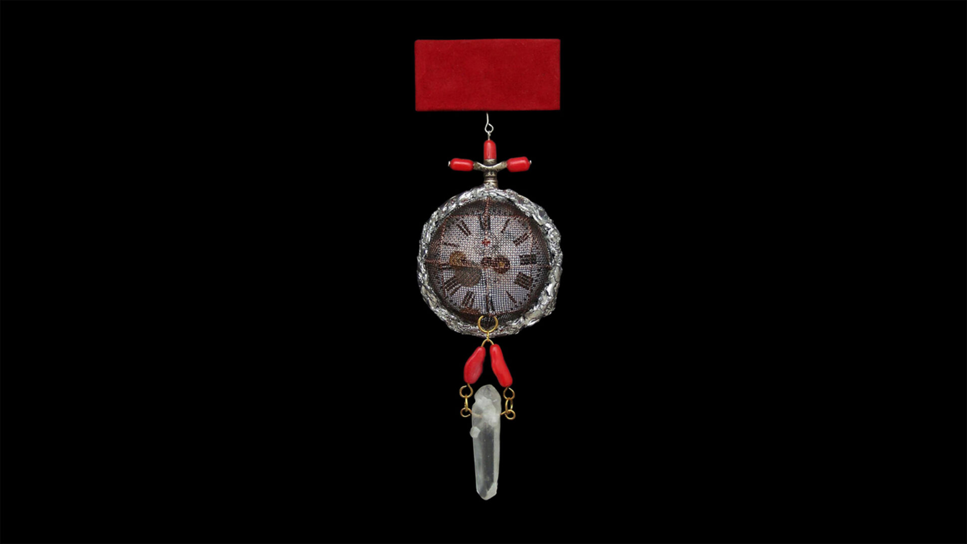 Time Collection Series I jewelry piece 7 isolated on black background, inaugural wearable time relic