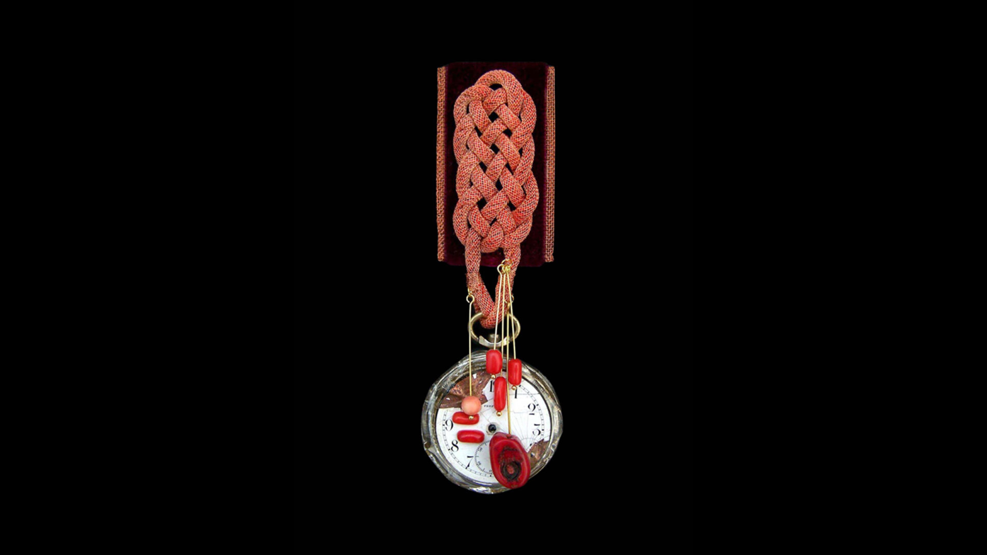 Time Collection Series I jewelry piece 6 isolated on black background, symbolic wearable time object