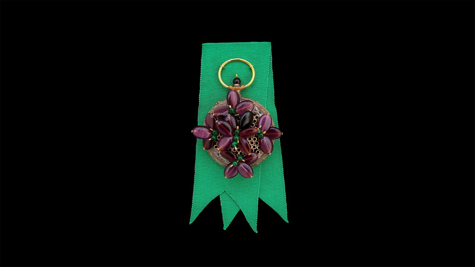 Time Collection Series II jewelry piece 2 isolated on black background, sculptural wearable object inspired by growth and mutation