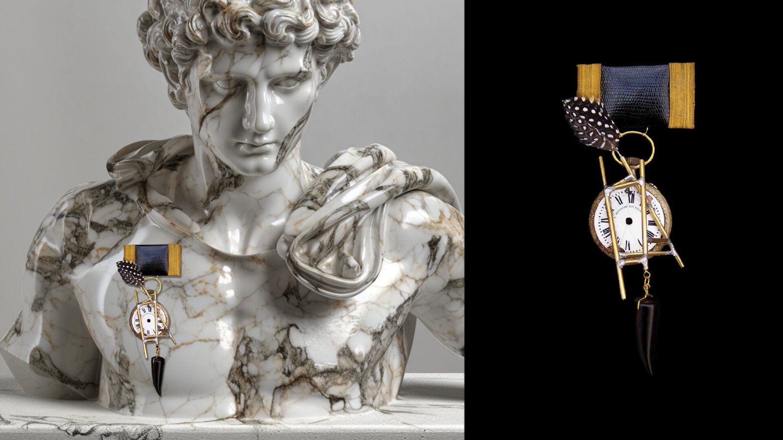 Close-up detail of Time Collection Series I pin showing structural and material elements