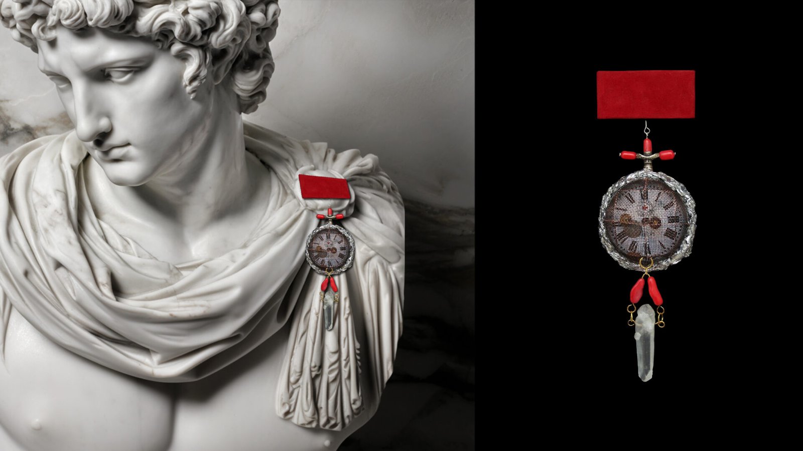 Detail of Time Collection Series I pin showing circular elements