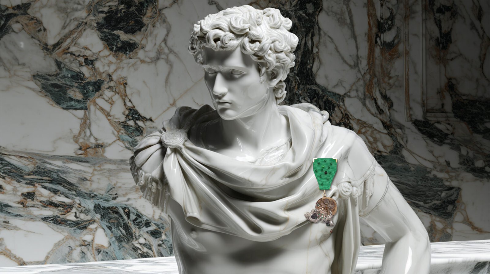 Handmade pin from Time Collection Series II photographed as object of glory and victory