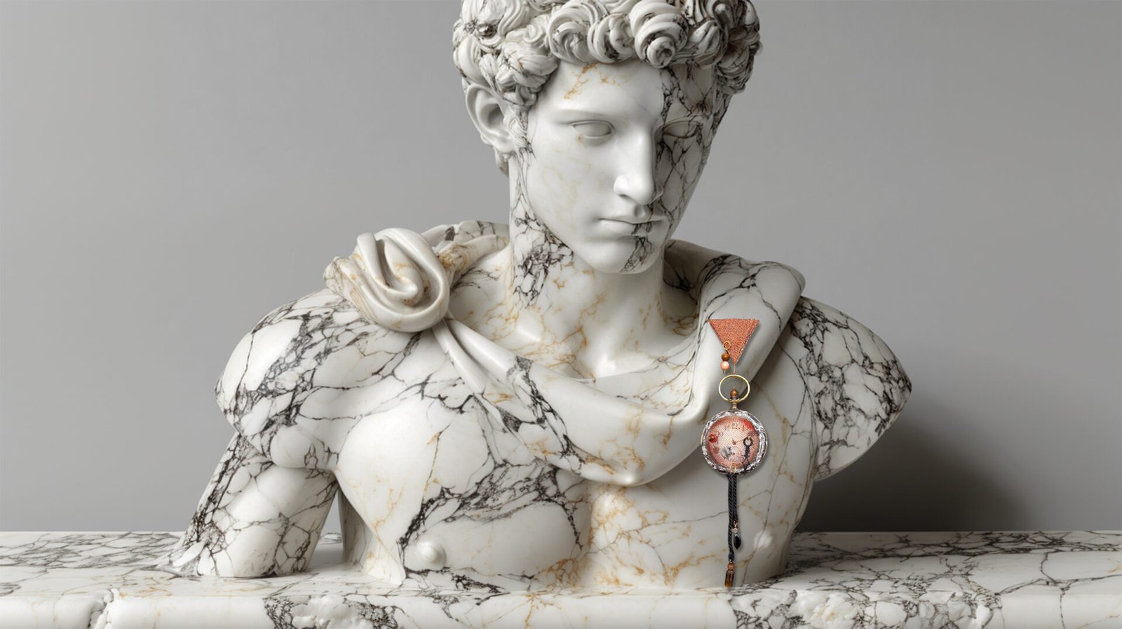 Single handmade pin from Time Collection Series III with suspended elements